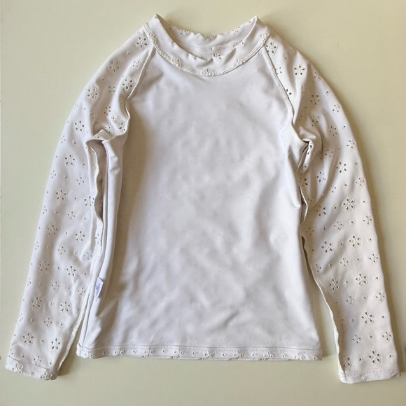 Minnow Girls White Eyelet Long-Sleeve Rashguard - Size 9/10 - Picture 7 of 11